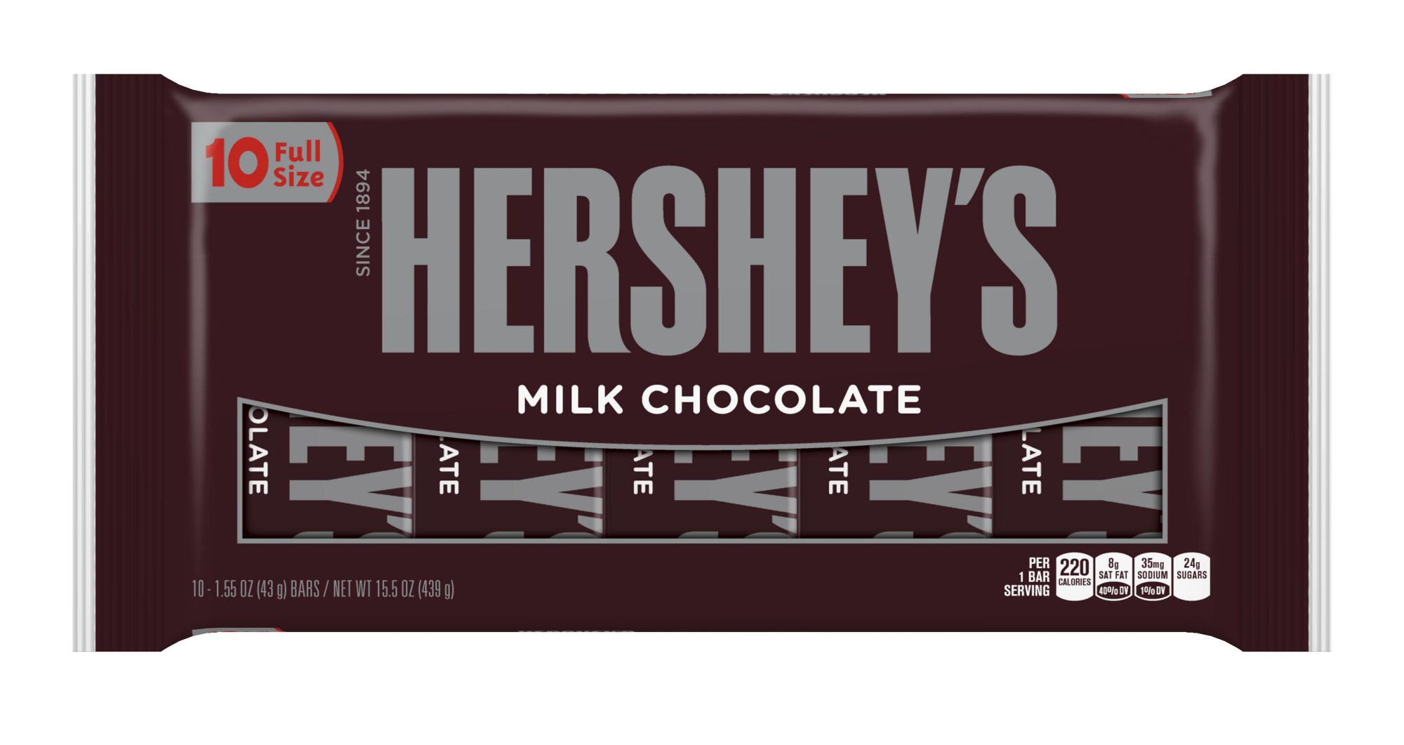 Hershey's Milk Chocolate Standard Bar 36 Count 1.55 Oz