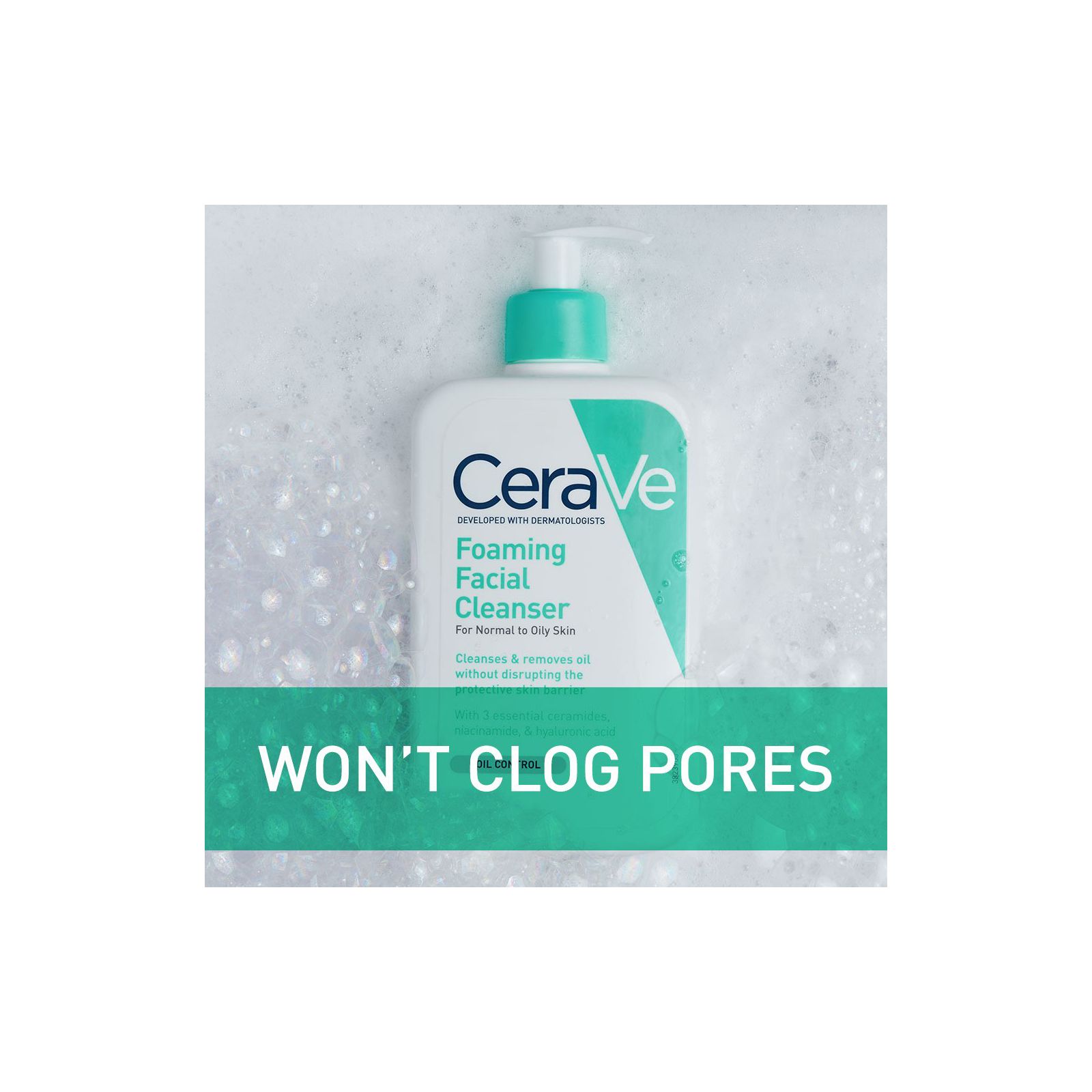 Cerave Foaming Face Wash With Hyaluronic Acid And Niacinamide For