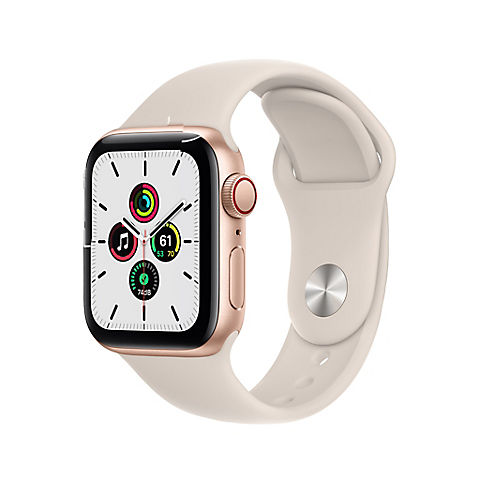 Apple Watch SE GPS with Gold Aluminum Case, 40mm - Starlight Sport Band