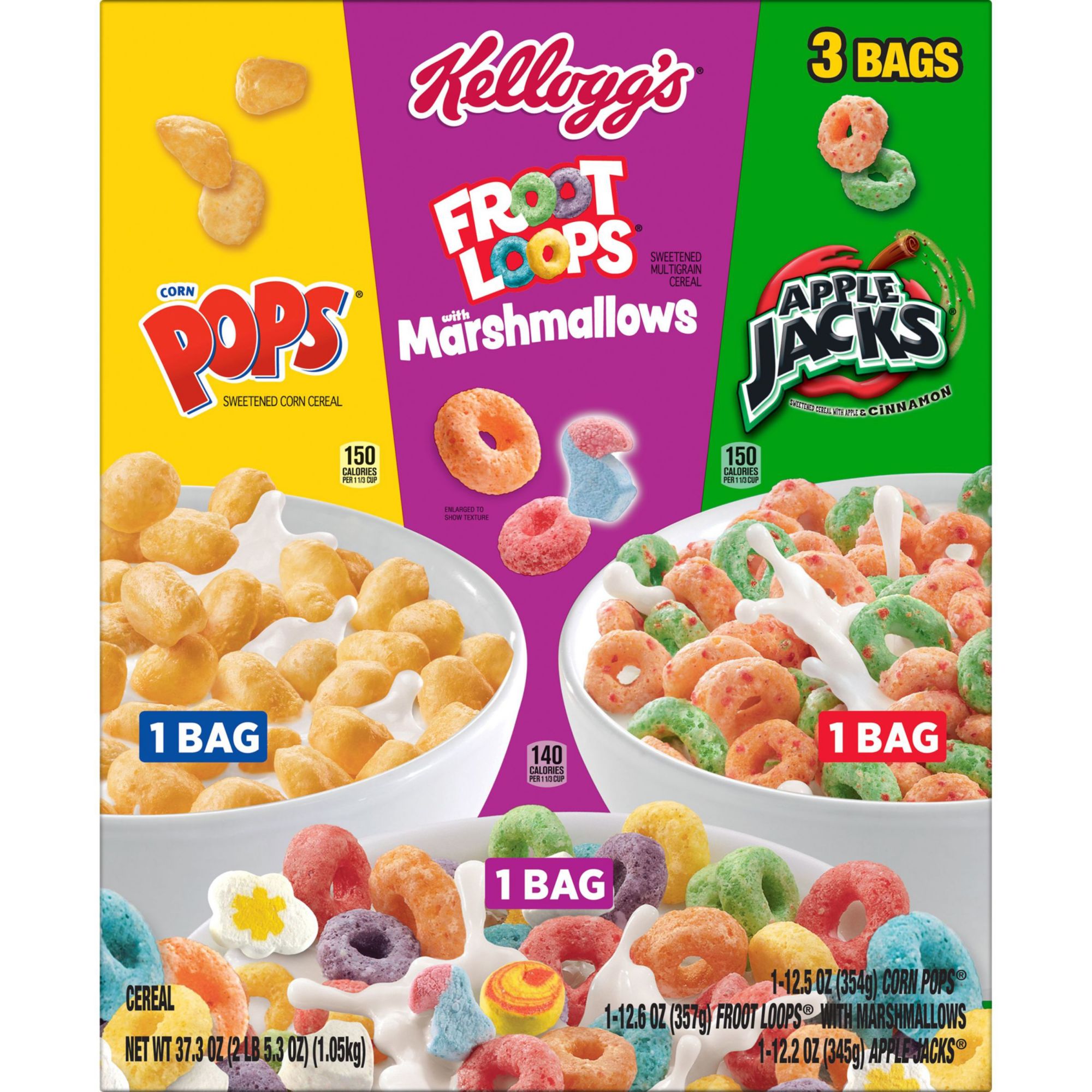 Kellogg's Breakfast Cereal Family Size Variety Pack, 3 pk.