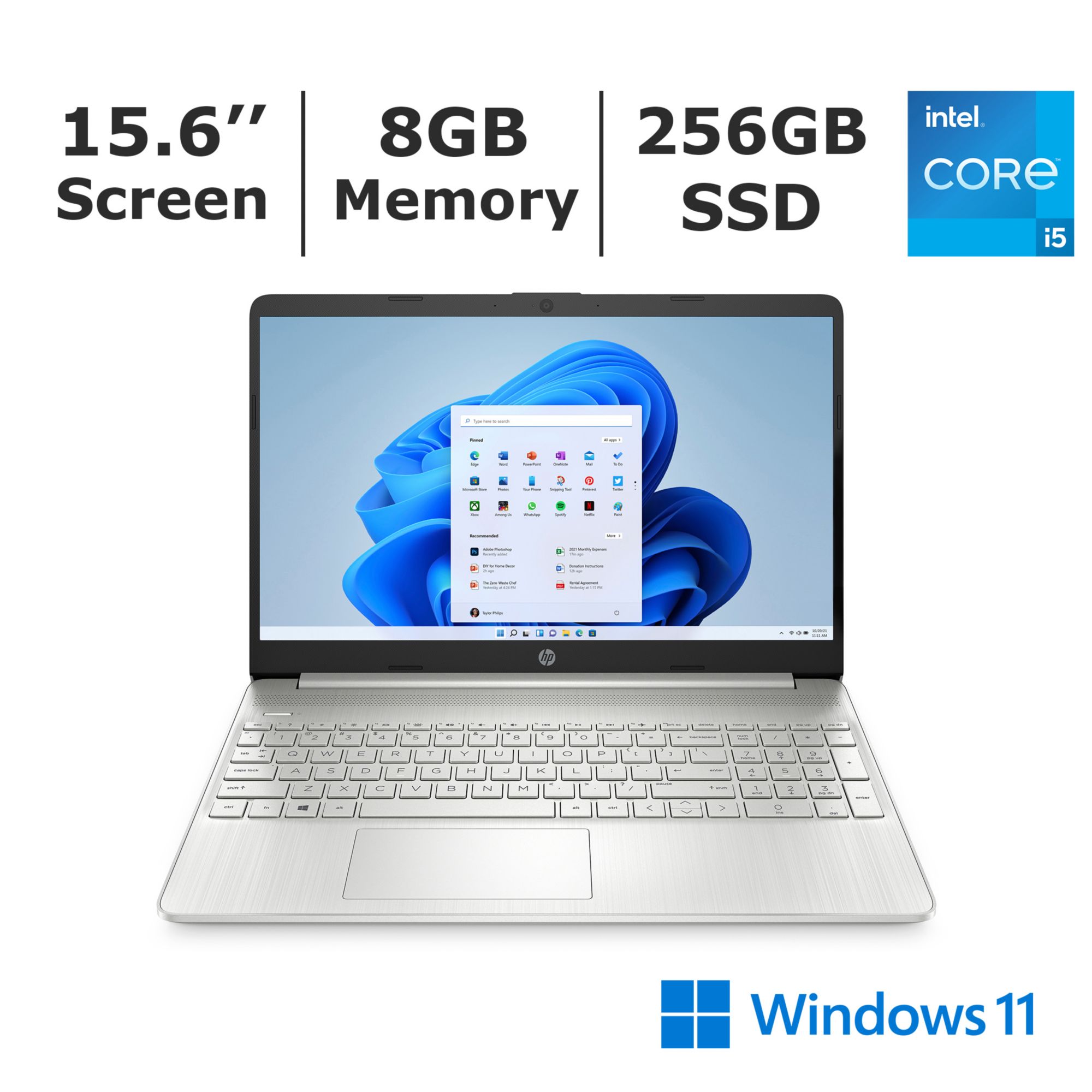 HP 15.6 Touchscreen Laptop, 11th Gen Intel Core i5-1135G7, 12GB RAM, 512GB  NVMe M.2 SSD, Backlit Keyboard with Numeric Keypad, Windows 10 Home, Silver  
