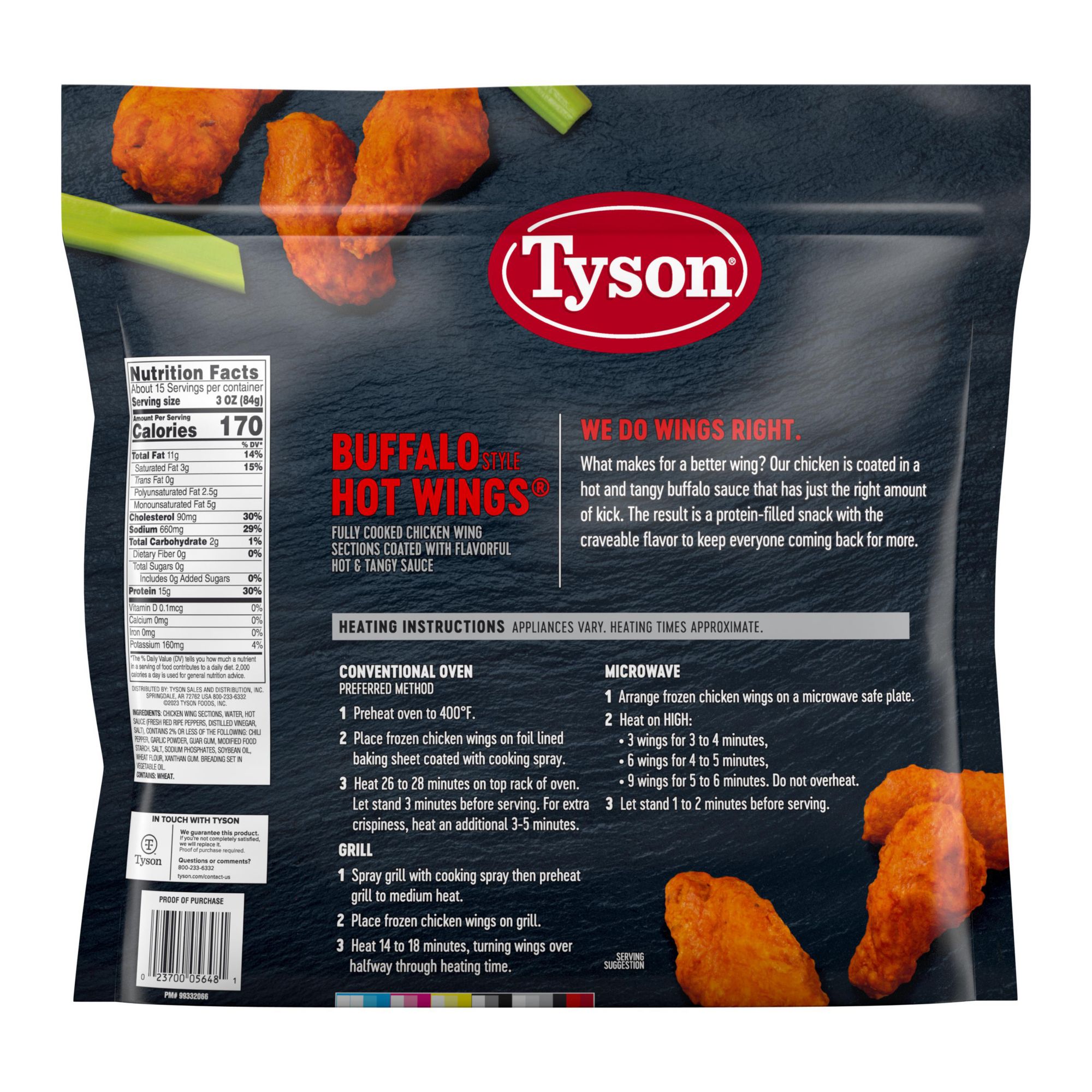 Tyson Frozen Fully Cooked Buffalo Style Hot Chicken Wings, 4 lbs.