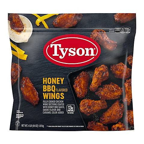 Tyson Any'tizers Honey BBQ Bone-In Chicken Wings, 4 lbs.