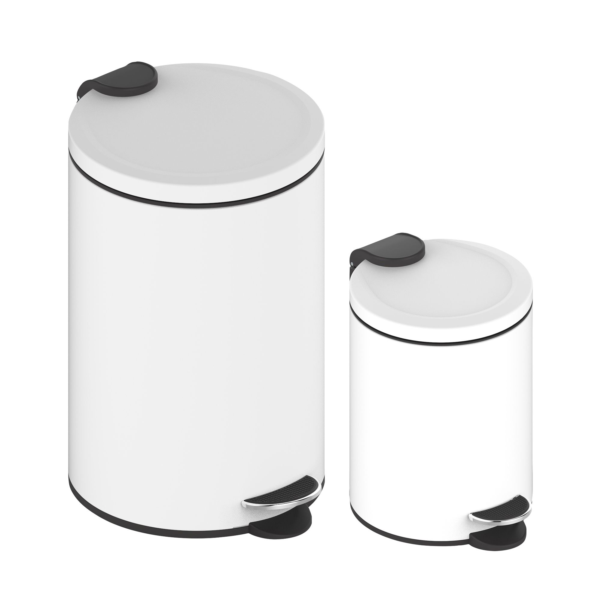 Innovaze Stylish Round Shape Metal Step-on Trash Can Combo - Matte