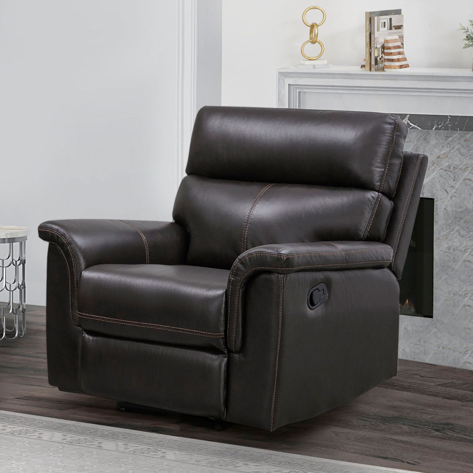 Abbyson Living Wilson Manual Leather Recliner Brown