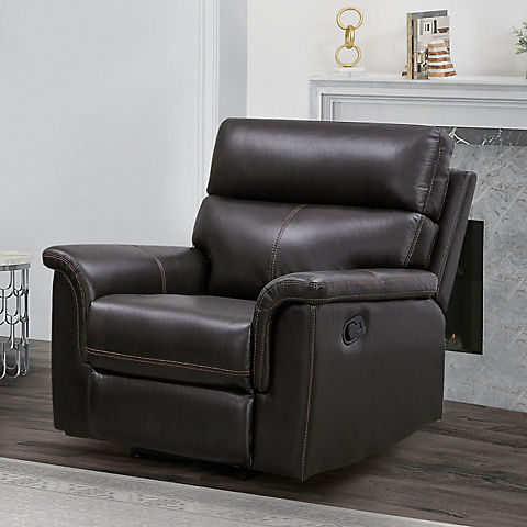 Abbyson Living Wilson Manual Leather Recliner - Brown