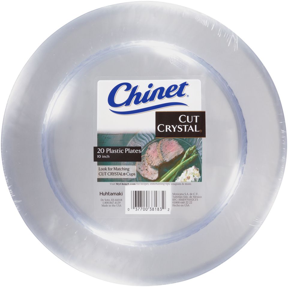 Chinet Cut Crystal 10 Clear Plastic Plates, 25 ct.