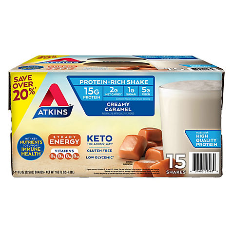 Atkins Creamy Caramel Shake, 15 ct.