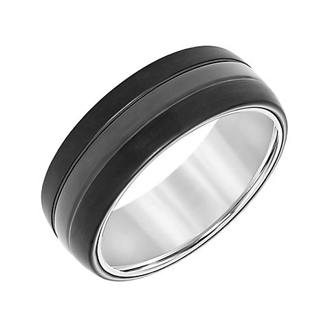 Men's 8mm Wedding Band in Two-Tone Tungsten Carbide