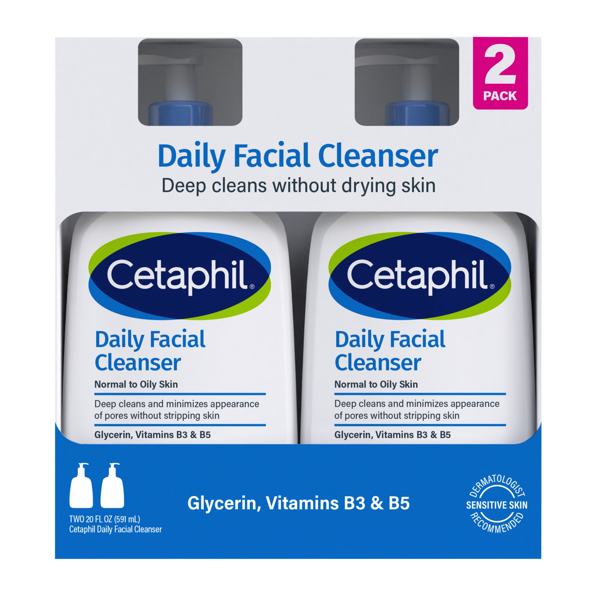 Cetaphil Daily Facial Cleanser, Hypoallergenic Face Wash for Sensitive Skin