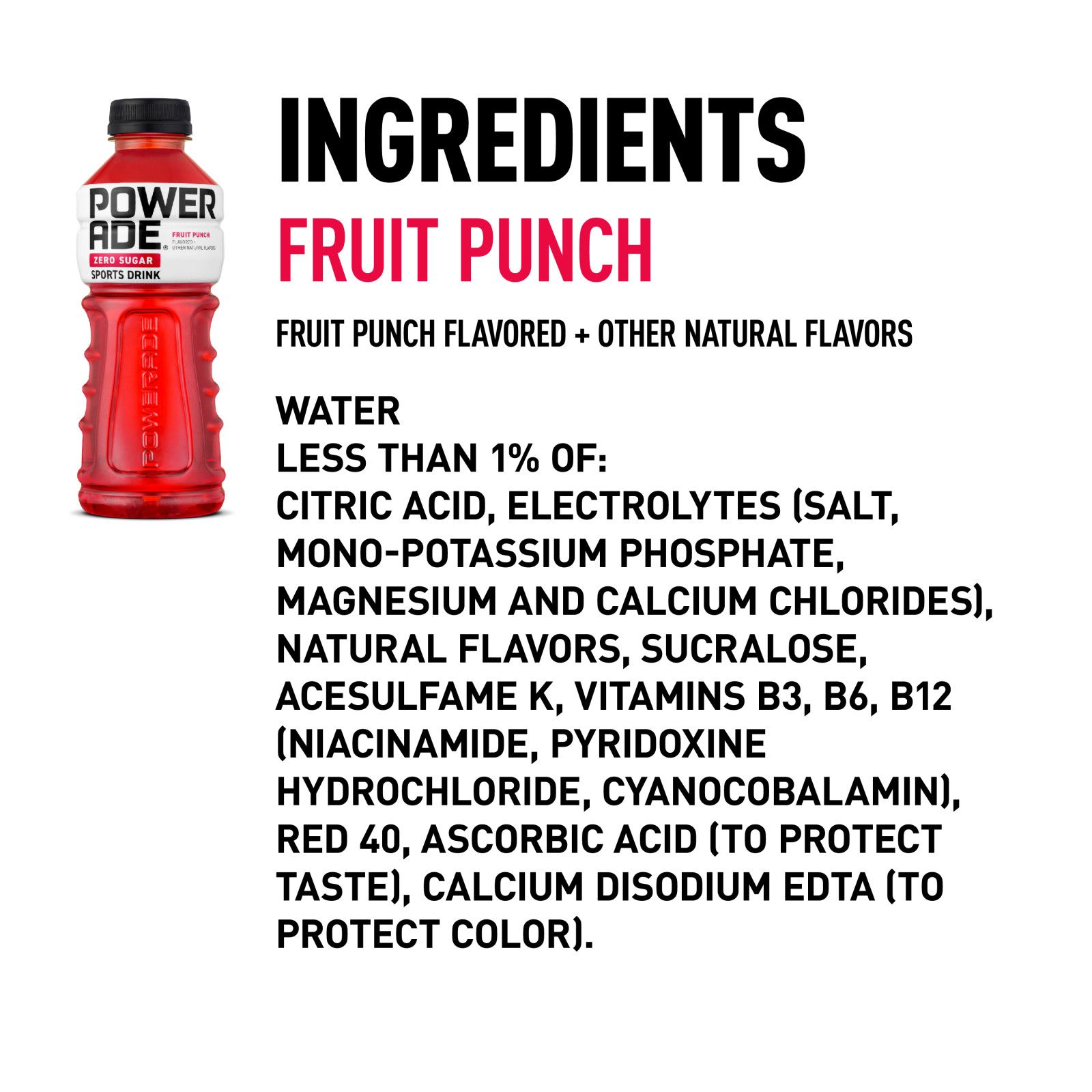  Powerade Zero Fruit Punch, 20 oz Bottle (Pack of 8) : Sports  Drinks : Grocery & Gourmet Food