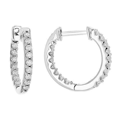 Amairah 0.2 ct. t.w. Inside Out Diamond Hoop Earrings in Sterling Silver