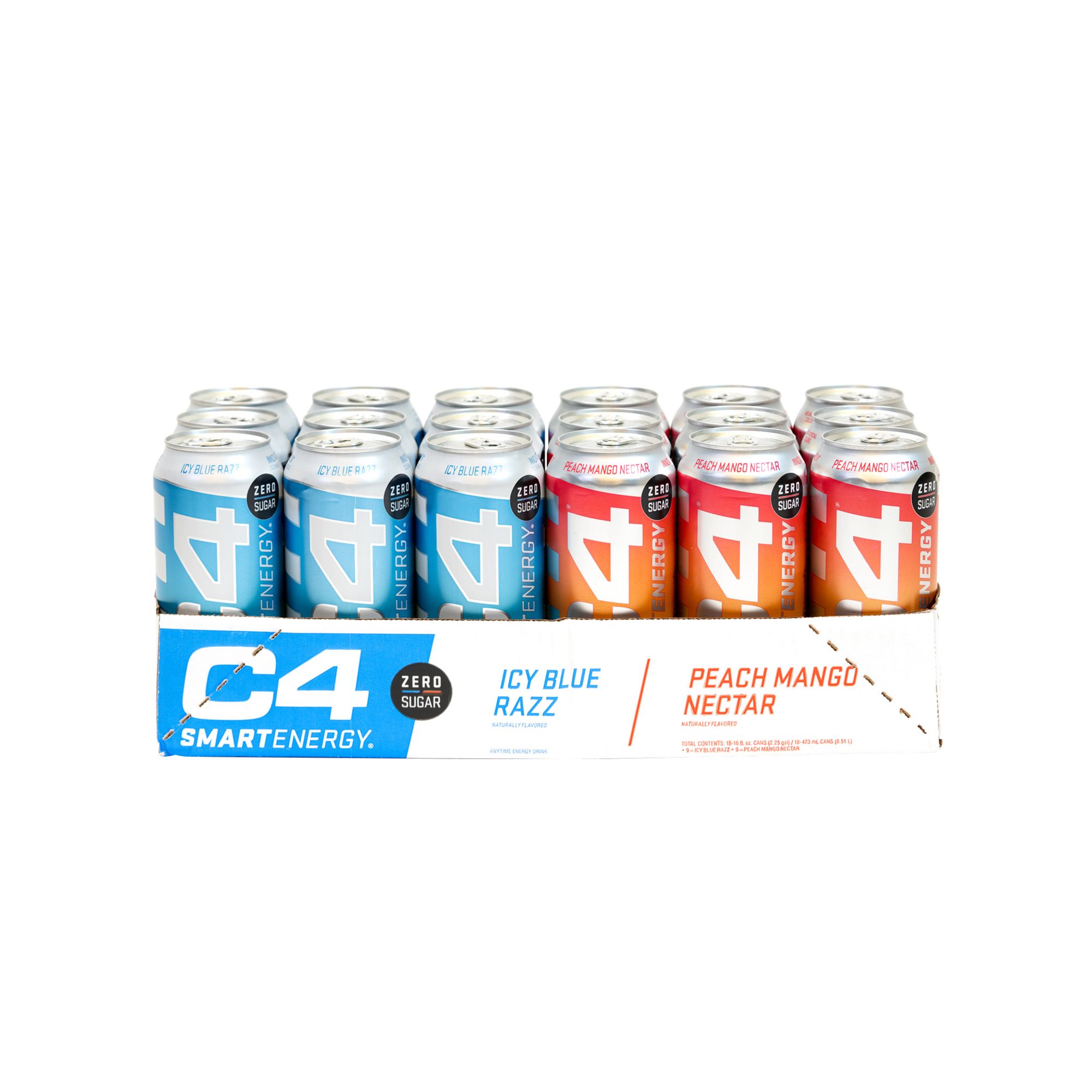 C4 Energy Icy Blue Razz Energy Drink 12 fl. oz. Bottle - 12/Case