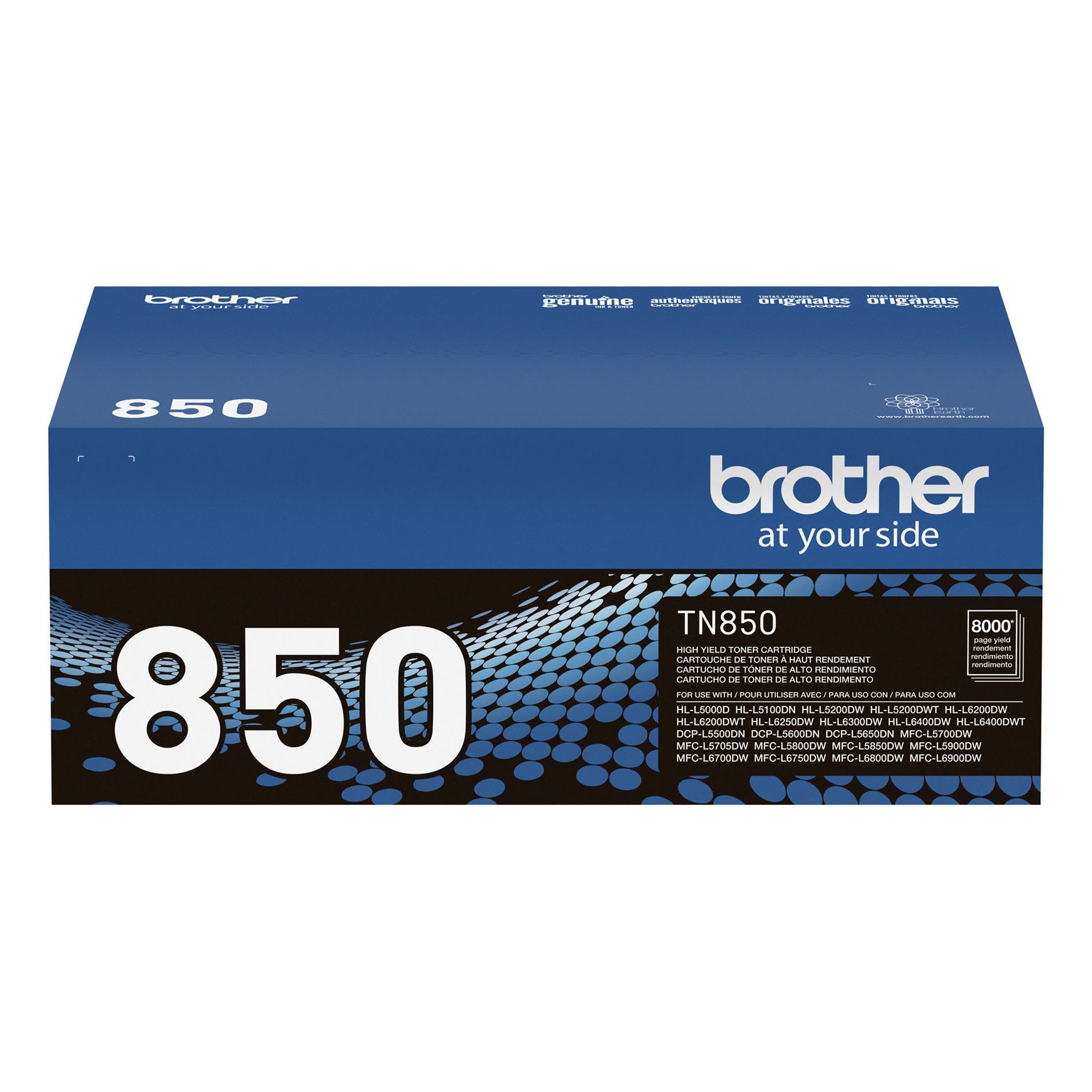 Brother Genuine High-Yield Black Toner Cartridge Twin Pack TN850 2PK 