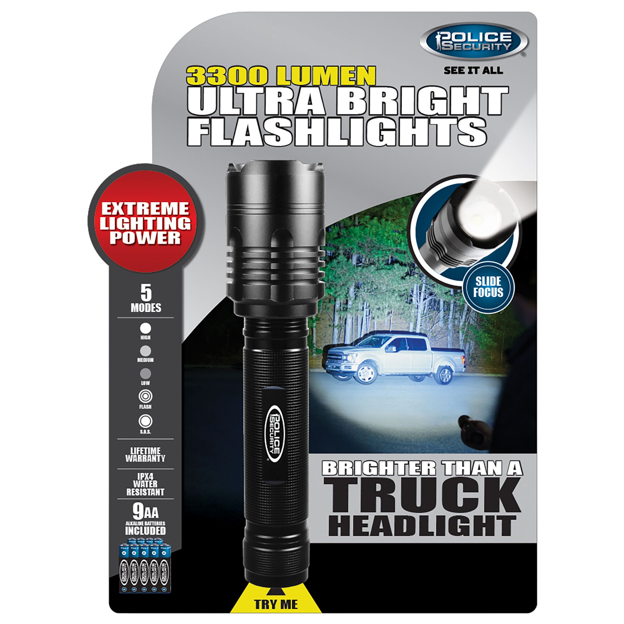 Police Security Flashlights 1,000-Lumen LED Rechargeable Flashlight, 2 pk.