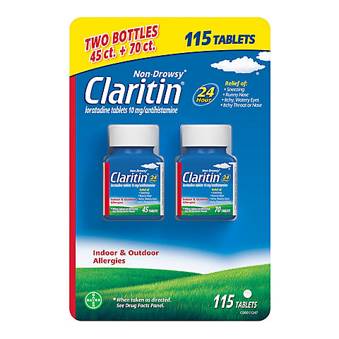 Claritin 24-Hour Non-Drowsy Allergy Tablets with Antihistamine and Loratadine, 115 ct./10mg