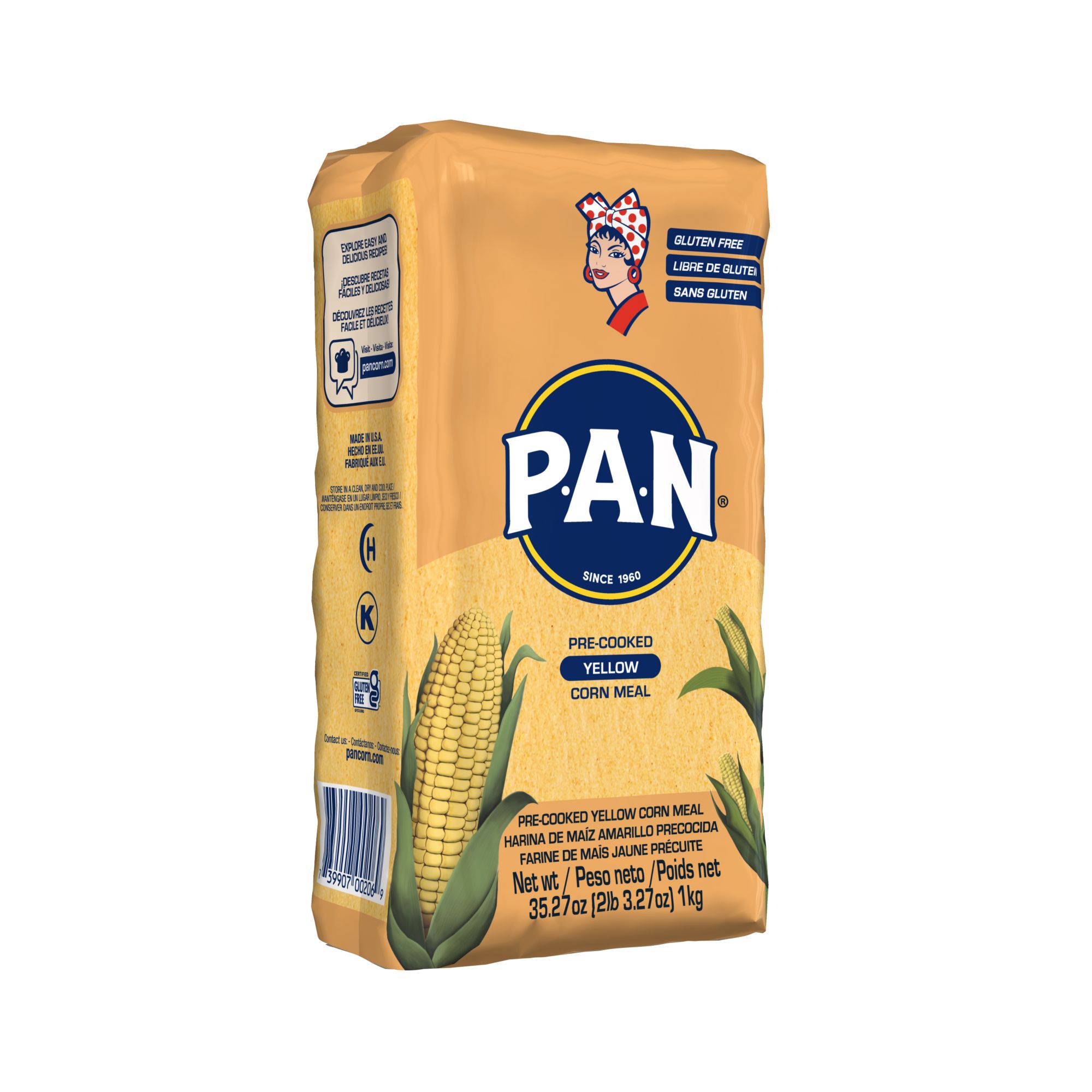 PAN White Corn Meal - Pre-cooked Gluten Free and Kosher Flour for Arepas, 1  Kg (Pack