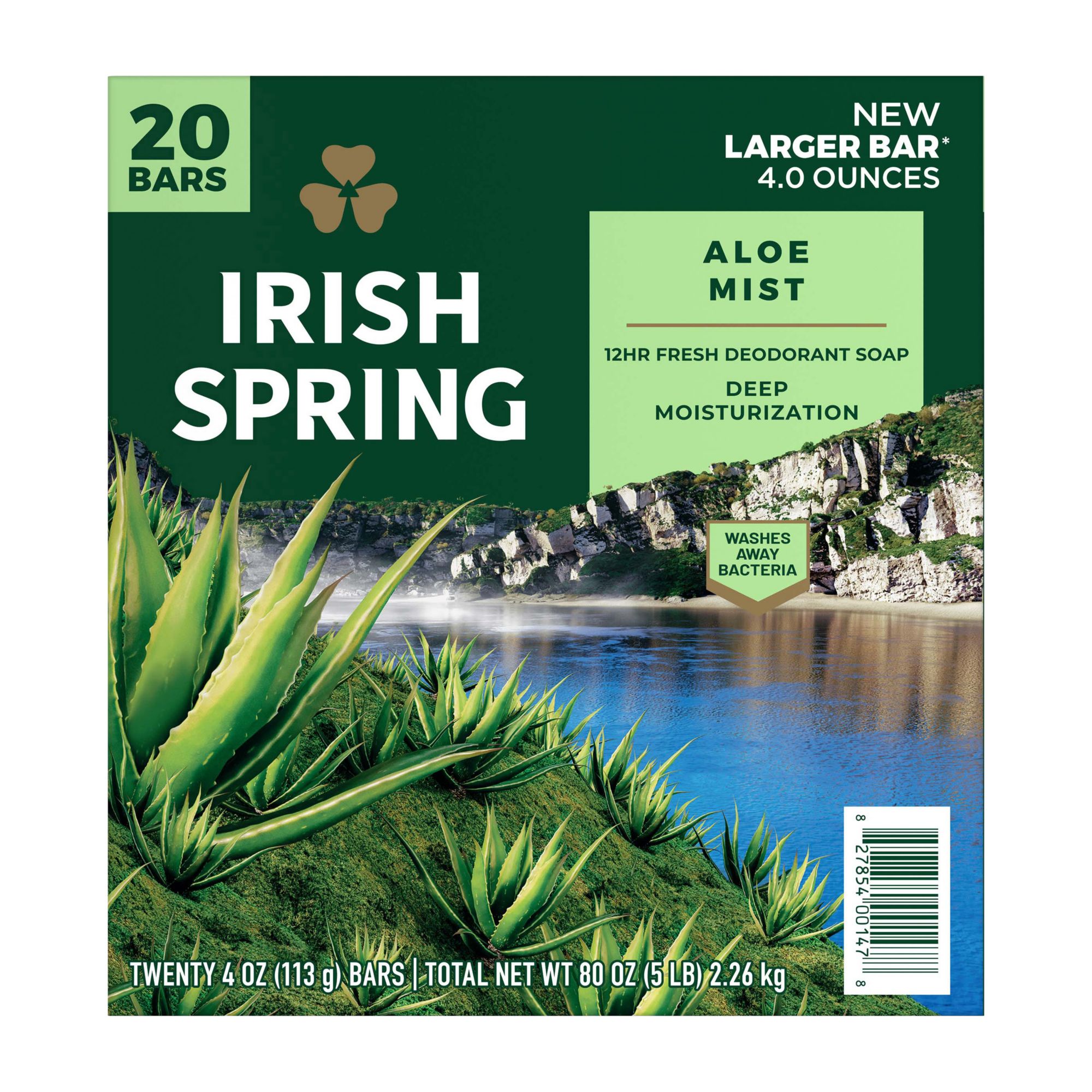 Irish Spring Aloe Mist Bar Soap for Men 20 ct