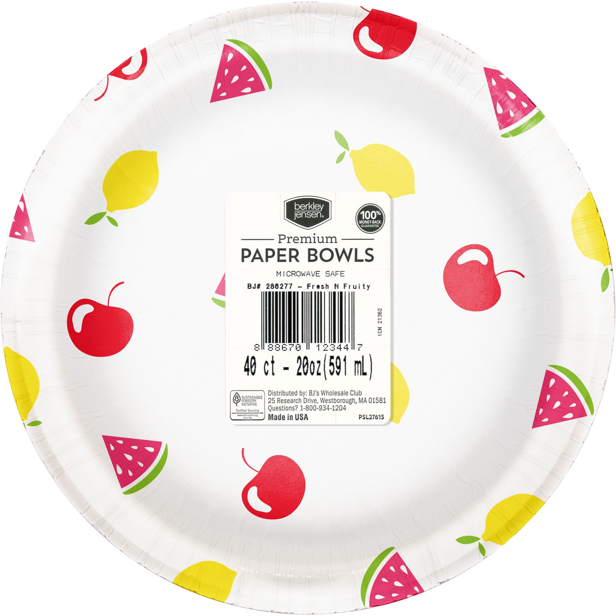 Berkley Jensen Fresh N Fruity/4th of July 40 ct. Paper Bowl