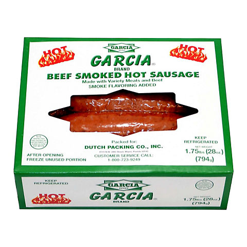 Garcia Beef Smoked Hot Sausage, 1.75 lbs.