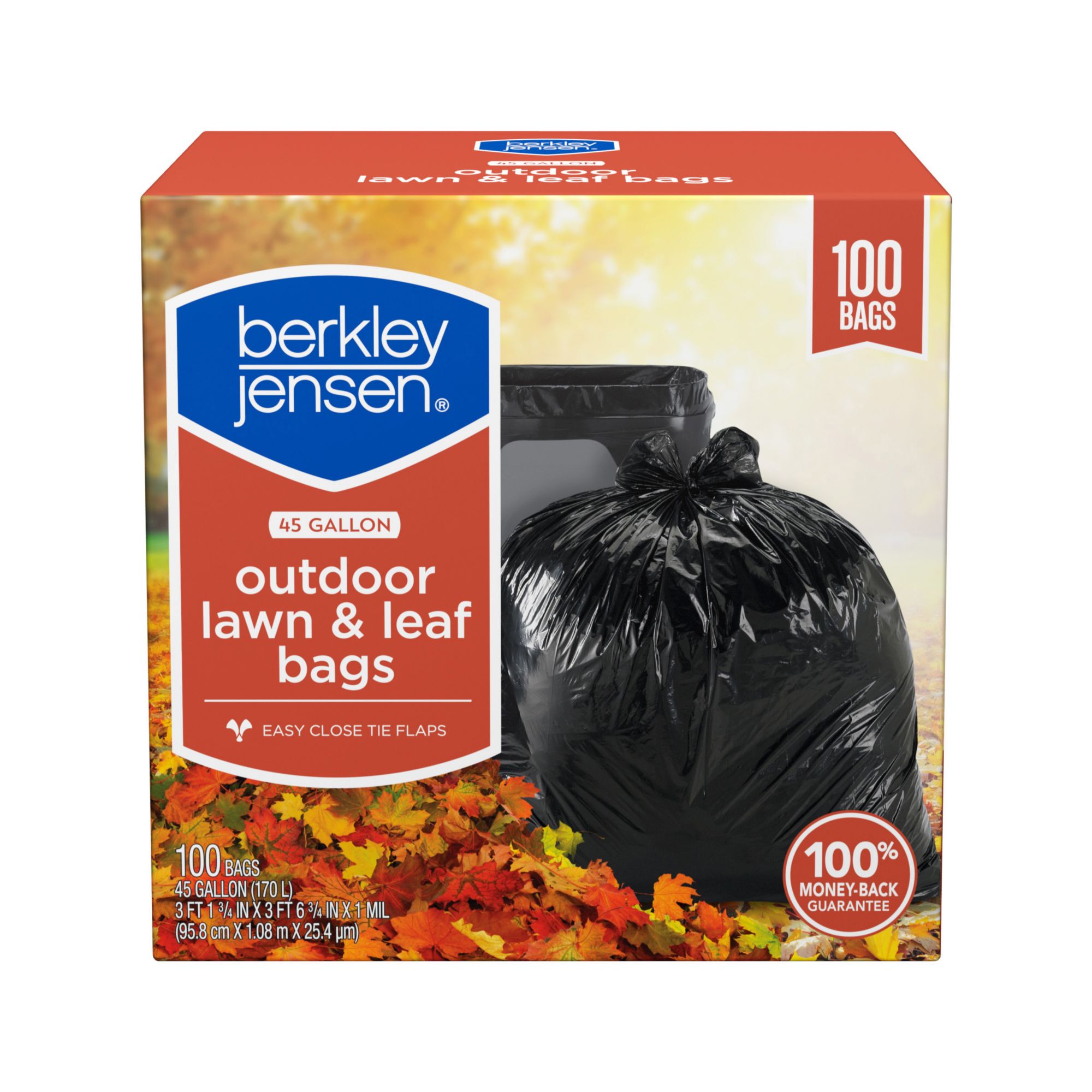 Berkley Jensen Outdoor Lawn and Leaf Bags, 100 ct./45 gal. 1mL