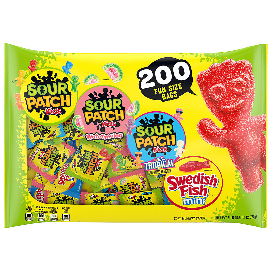 Sour Patch Kids and Swedish Fish Mini and Chewy Candy Packs, 200 pk.