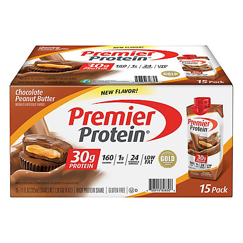Premier Protein Chocolate Peanut Butter Ready-To-Drink Protein Shake, 15 ct./11 oz.