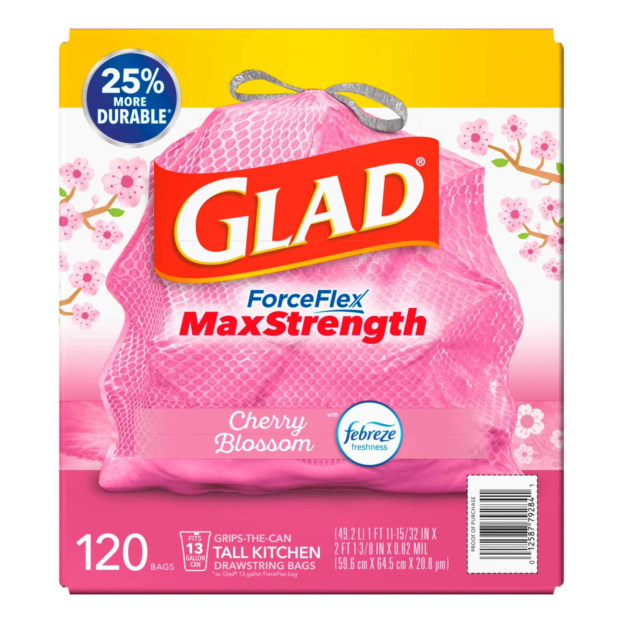 Glad ForceFlex MaxStrength with Clorox 13 Gal. Kitchen Trash Bags, 120 ct.  - Lemon Fresh Bleach Scent