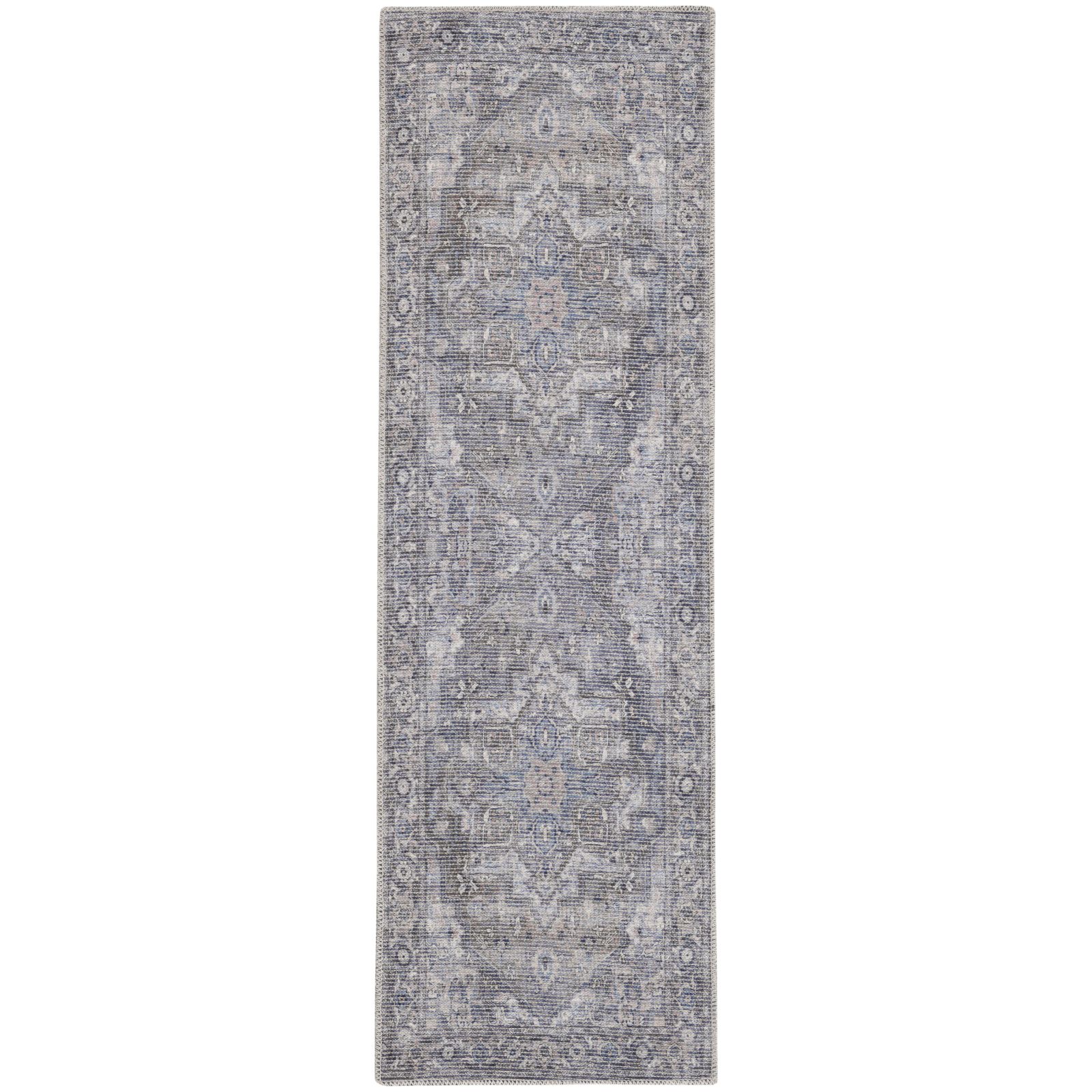 Nicole Curtis Machine Washable Series 1 6' x 9' Light Grey/Blue Area Rug