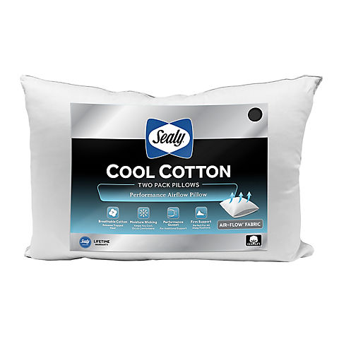 Sealy Cool Cotton Performance Airflow Pillow, 2 pack