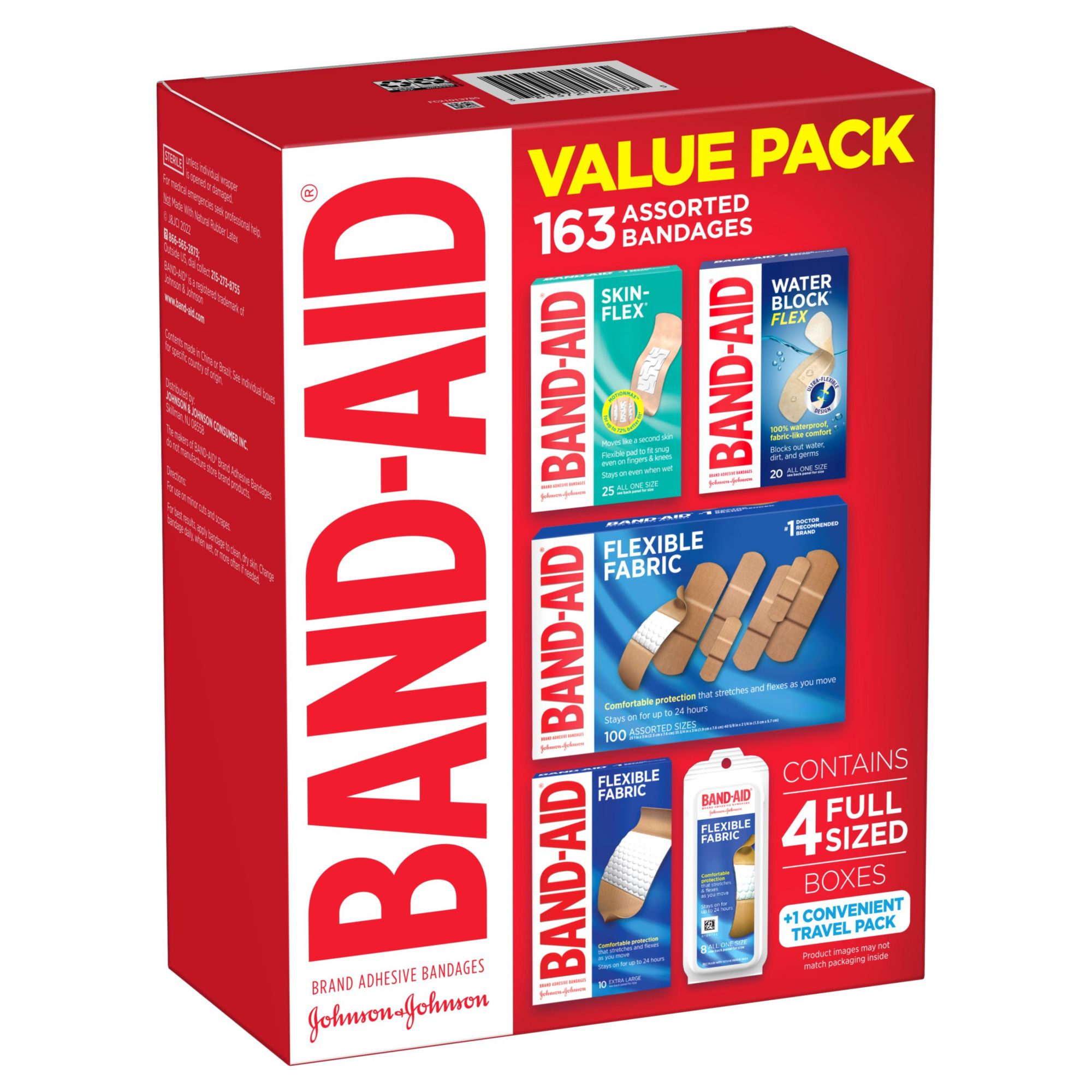 Band-Aid Bandages Value Pack, Assorted Sizes, 163 ct.