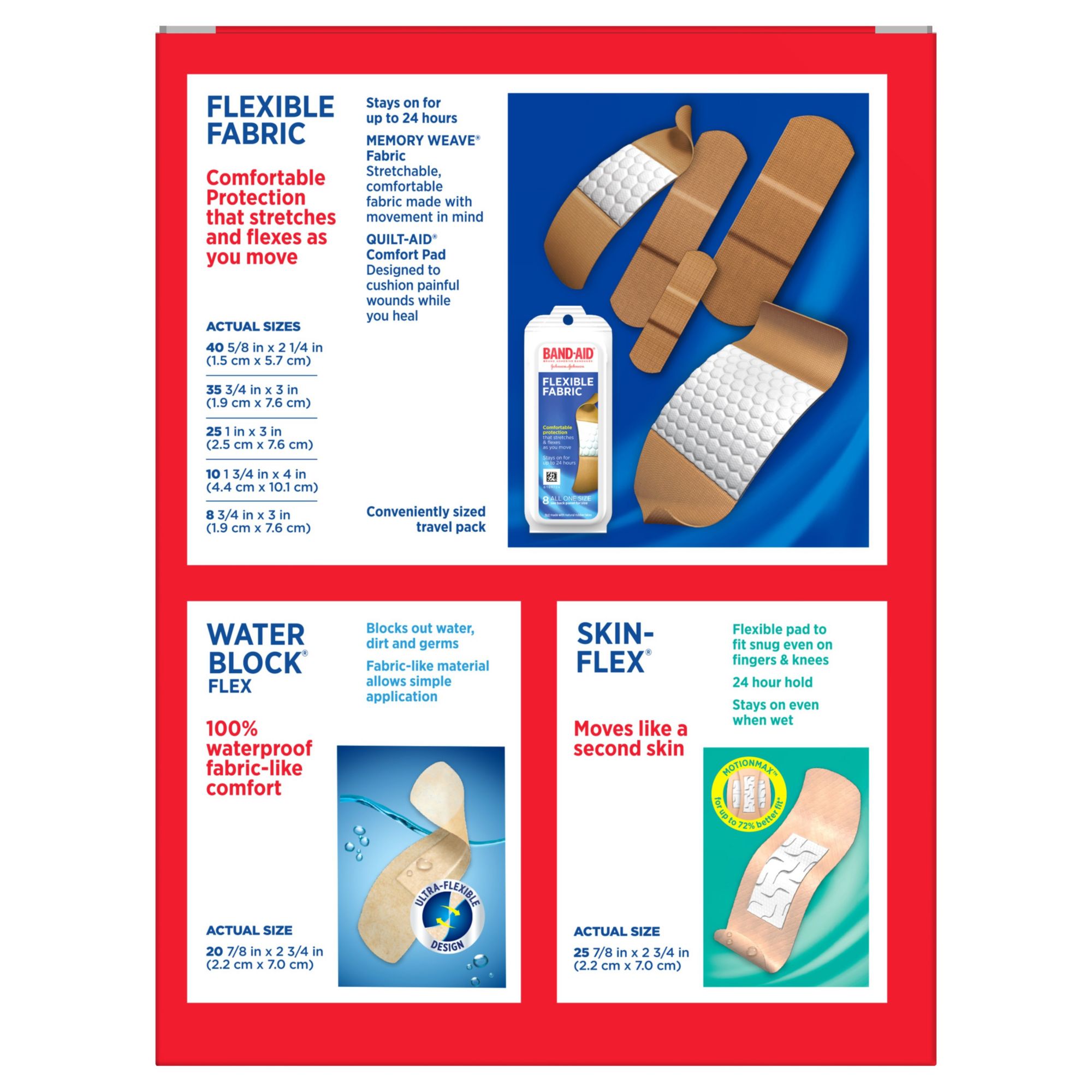 Band-Aid Brand Water Block Flex Large Adhesive Pads, 100% Waterproof  Bandage Pads for First-Aid Wound Care of Minor Cuts, Scrapes & Wounds