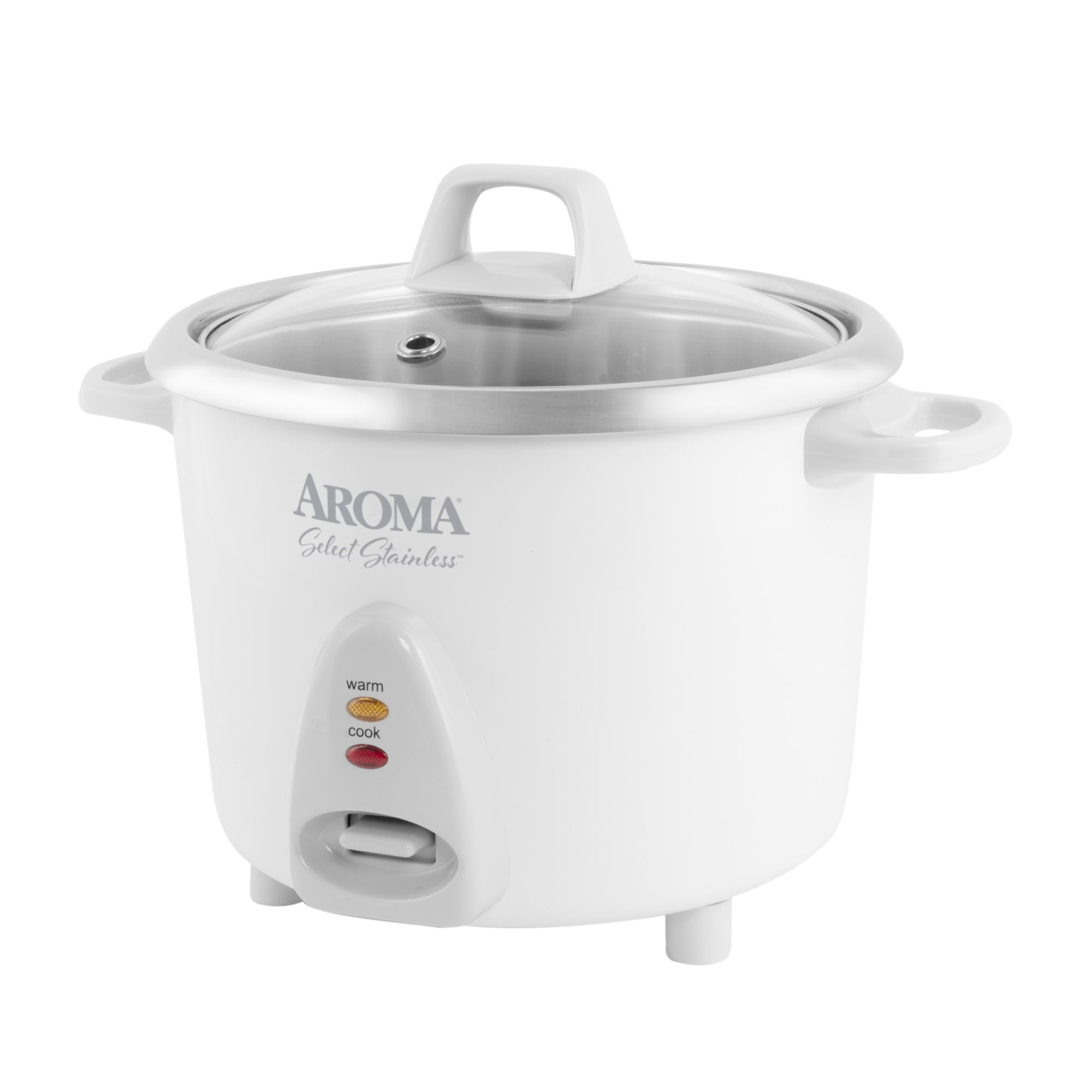Aroma 6 Cup Cooked White Pot Style Rice Cooker & Food Steamer