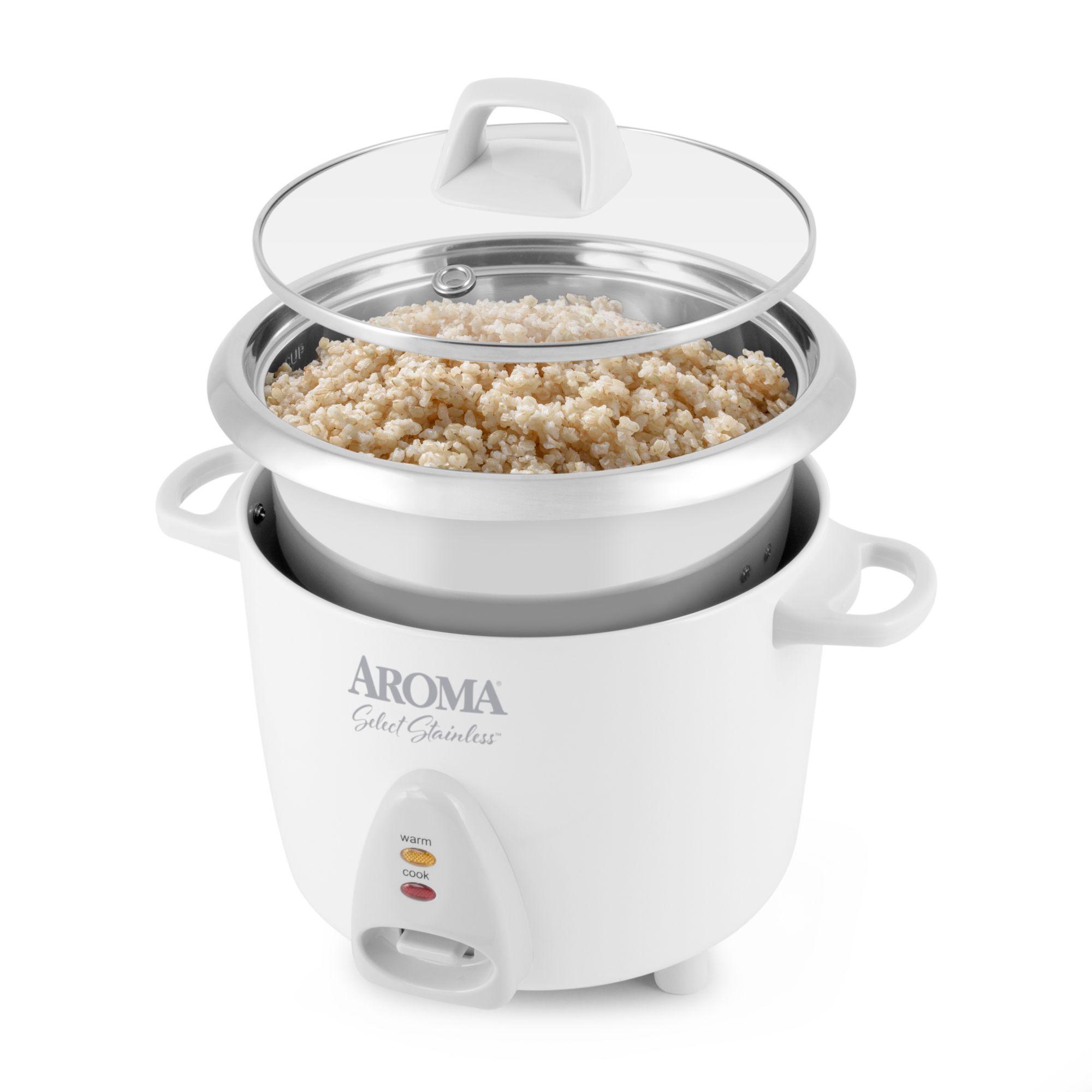 AROMA® 14-Cup (Cooked) / 3Qt. Select Stainless® Rice & Grain Cooker, White,  New, ARC-757-1SG 