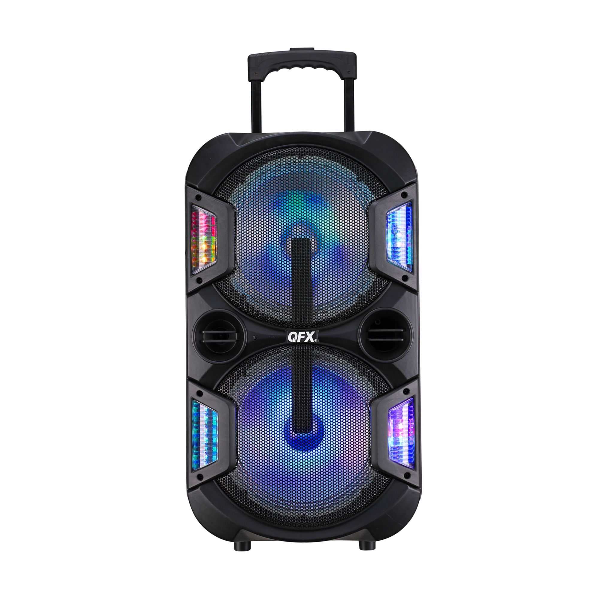 Qfx bluetooth party speaker with fm cheap radio & lights