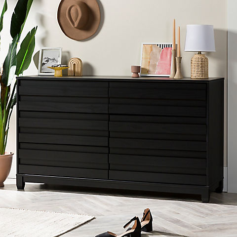 W. Trends Modern Grooved Panel Six Drawer Wood Dresser