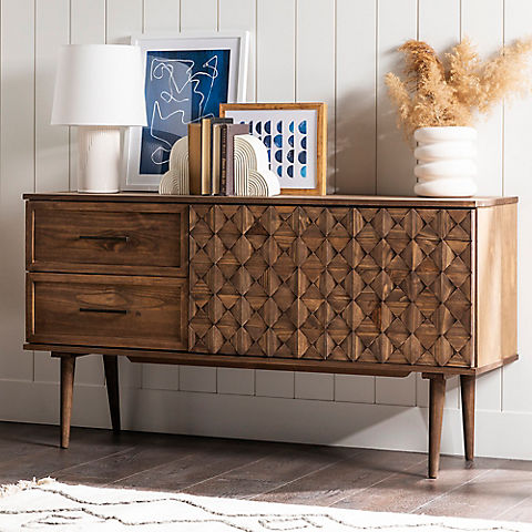 W. Trends Tessa 58" Solid Wood Two Drawer Prism Sideboard
