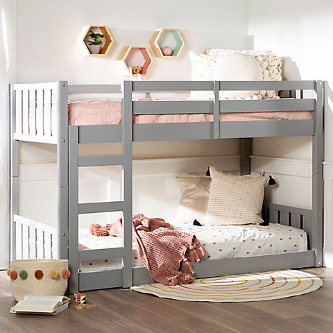 W. Trends Traditional Twin Over Twin Solid Wood Stackable Slat Bunk Bed