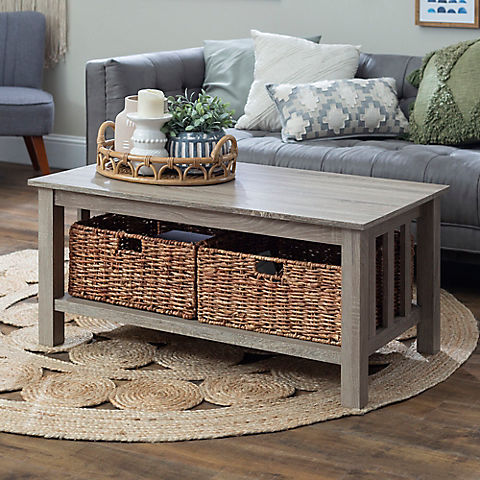 W. Trends Mission Storage Coffee Table with Baskets