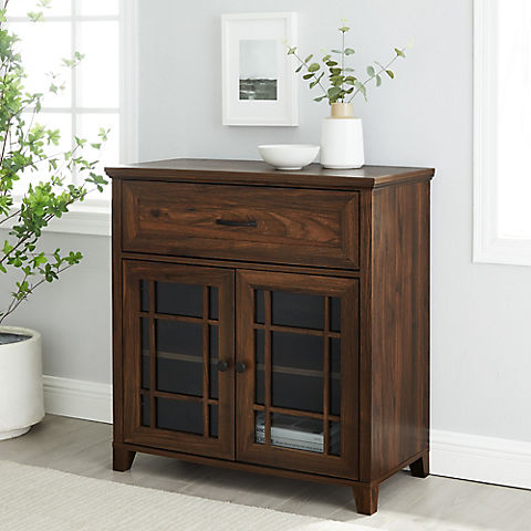 W. Trends Classic Detailed Glass Double Door Accent Cabinet