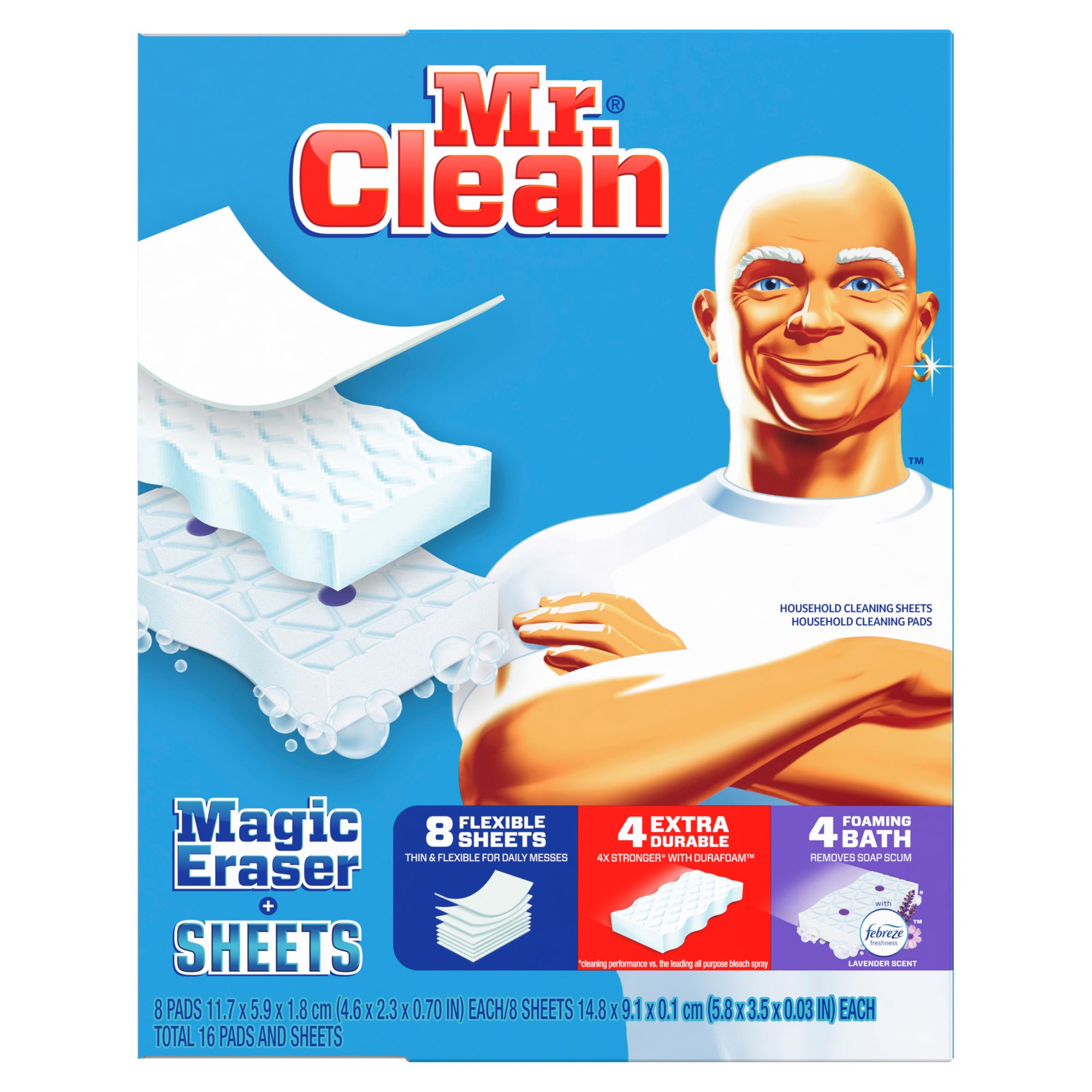 Tấm và bông lau sạch Mr. Clean Magic Eraser là sản phẩm tuyệt vời giúp bạn dễ dàng làm sạch những đốm bẩn trên bề mặt nhà cửa, đồ đạc và nội thất. Hãy xem hình ảnh và trải nghiệm sức mạnh của sản phẩm này ngay hôm nay!