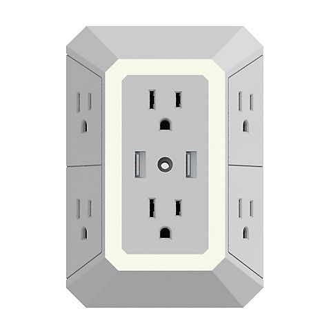 Smartpoint USB/Wall Outlet Extender with Night Light