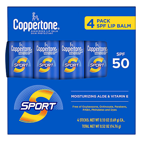 Coppertone Sport Lip Balm SPF 50, 4 pk.