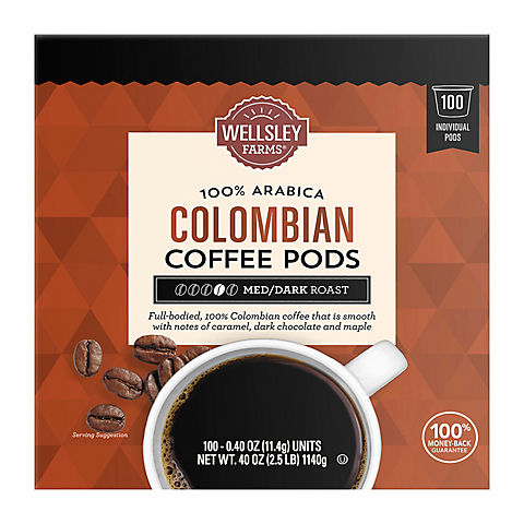 Wellsley Farms 100% Colombian Coffee Pods, 100 ct.