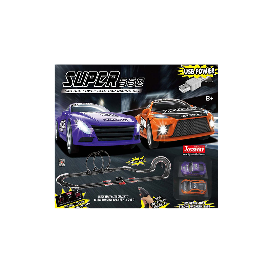 Superior 552 USB Power Slot Car Racing Set 