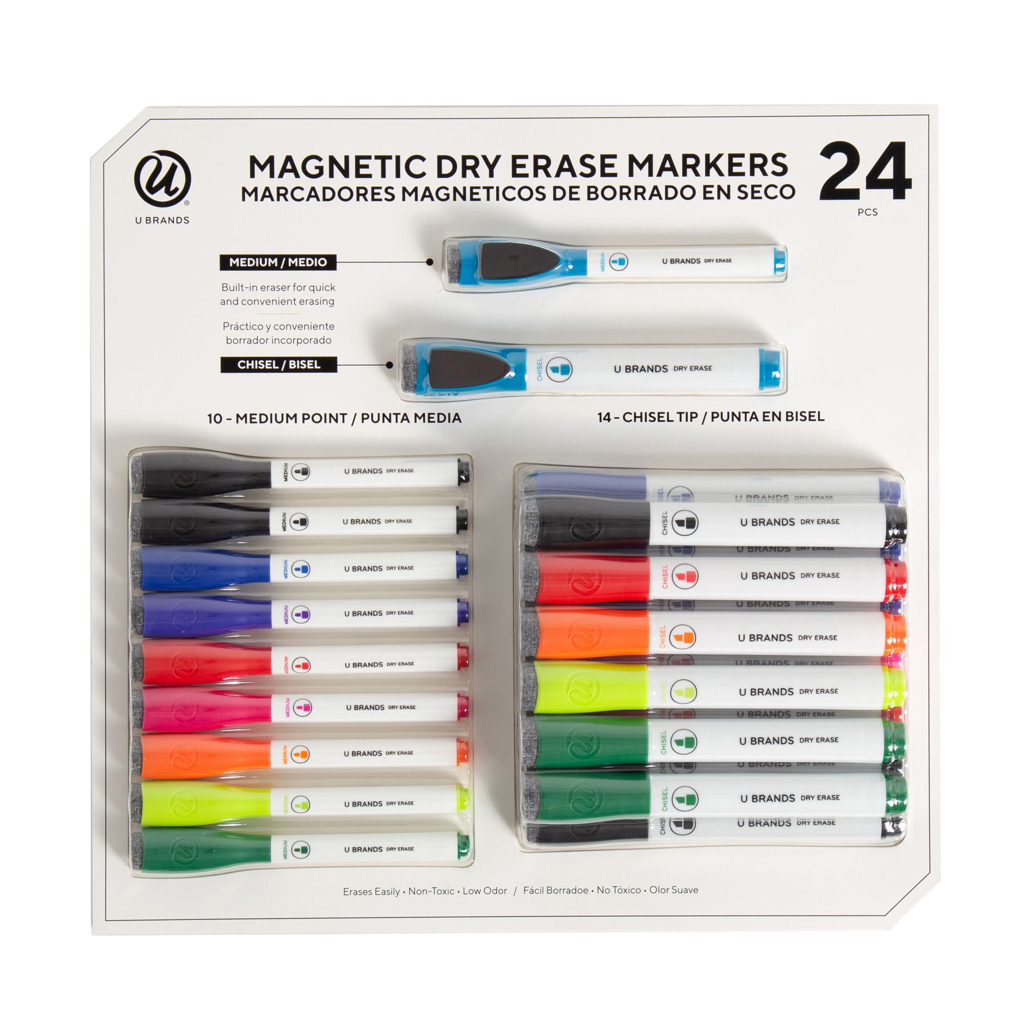 U Brands Magnetic Dry Erase Board Felt Eraser, 2 x 5, Whiteboards, White