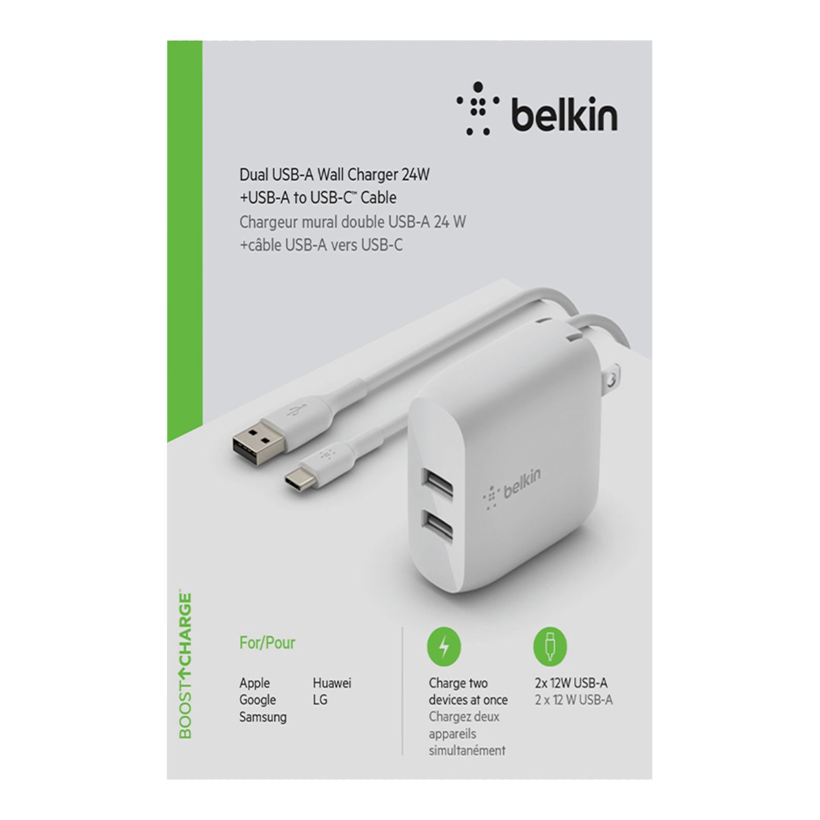 Cable USB Tipo-C a USB Belkin Boost Charge 2 metros Negro