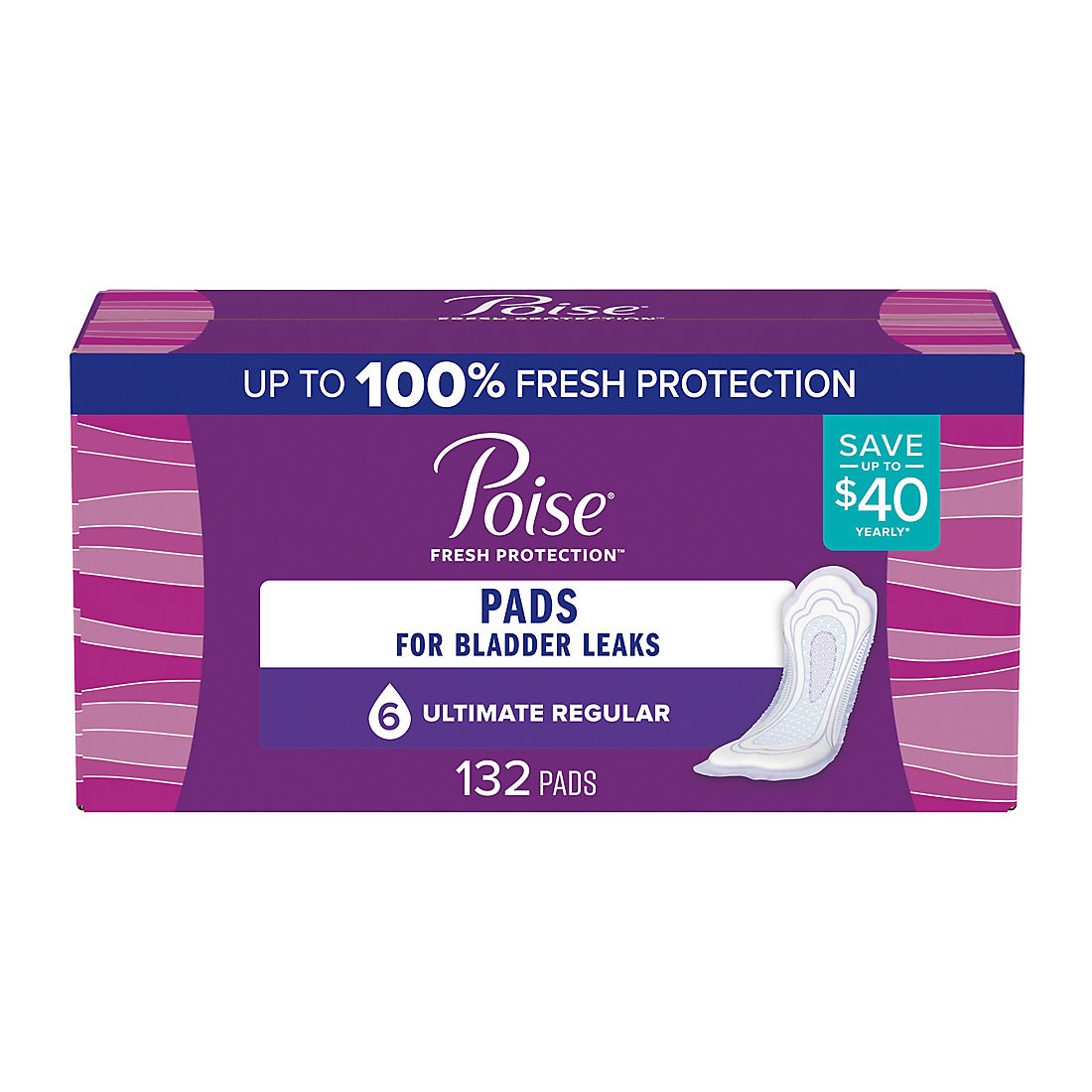Poise Ultimate Absorbency Incontinence Overnight Pads, 132 ct