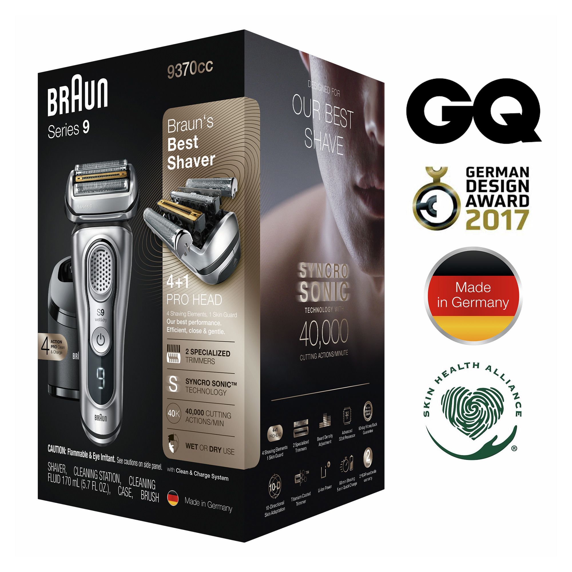 Braun Series 9 Sport + Electric Shaver with Clean and Charge Station