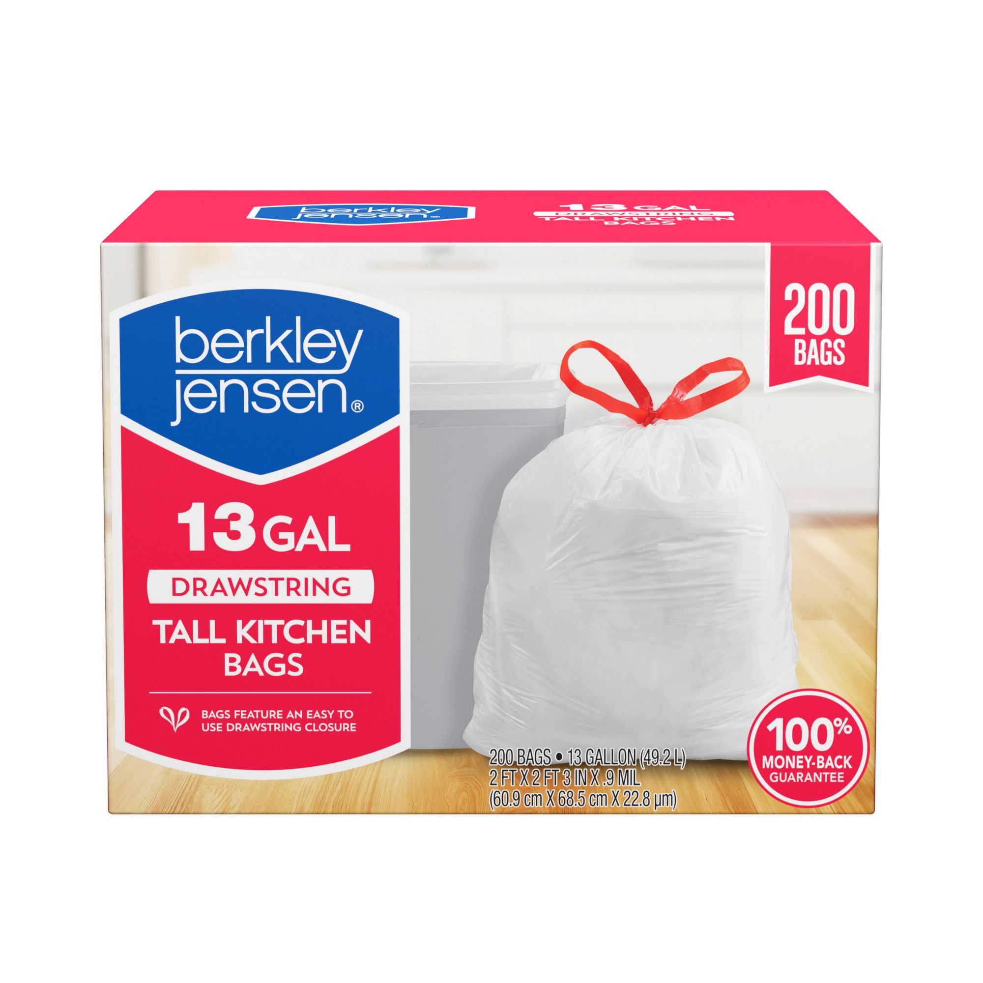 Neat Tall Kitchen 13 Gallon Drawstring Trash Bags - Mega 200 Count - Triple Ply